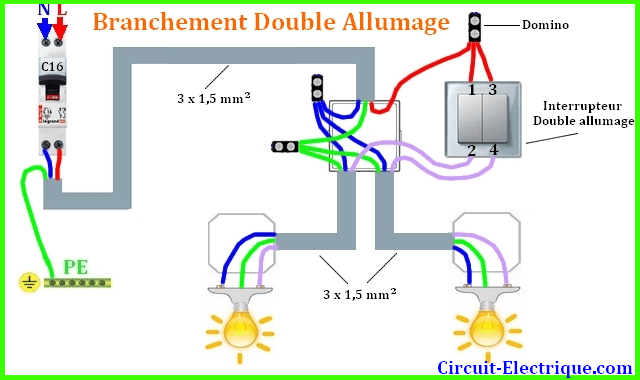schema branchement interrupteur double allumage